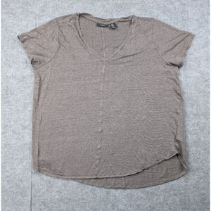 Tahari Short Sleeve V-Neck Tee in Taupe